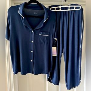 NWT 2-Piece Pajama Set Top and Pants Loungewear Navy Blue